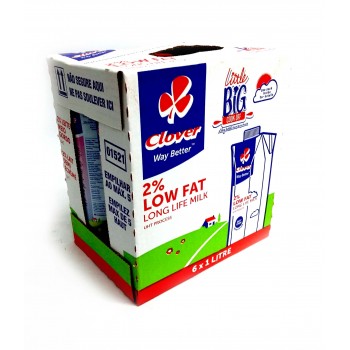 Clover Long Life 2% Low fat Milk 6x1L