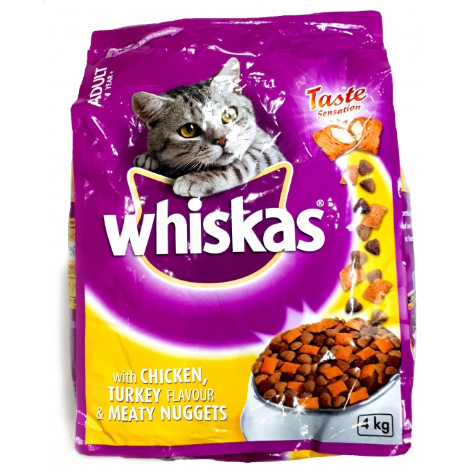 Whiskas Adult Chicken, Turkey Flavour Meaty Nuggets 4kg