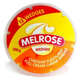 Melrose Wedges Full Cream Cheddar Flavoured 12x200g