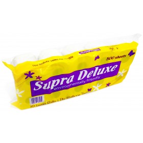 Supra Delux Single Ply Toilet Paper Rolls x10 Yellow Pack