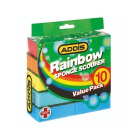 Addis Rainbow Sponge Scourer Value Pack x10