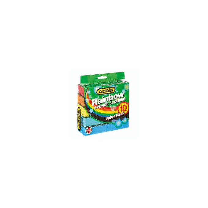 Addis Rainbow Sponge Scourer Value Pack x10