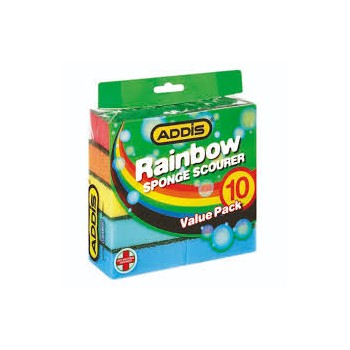 Addis Rainbow Sponge Scourer Value Pack x10